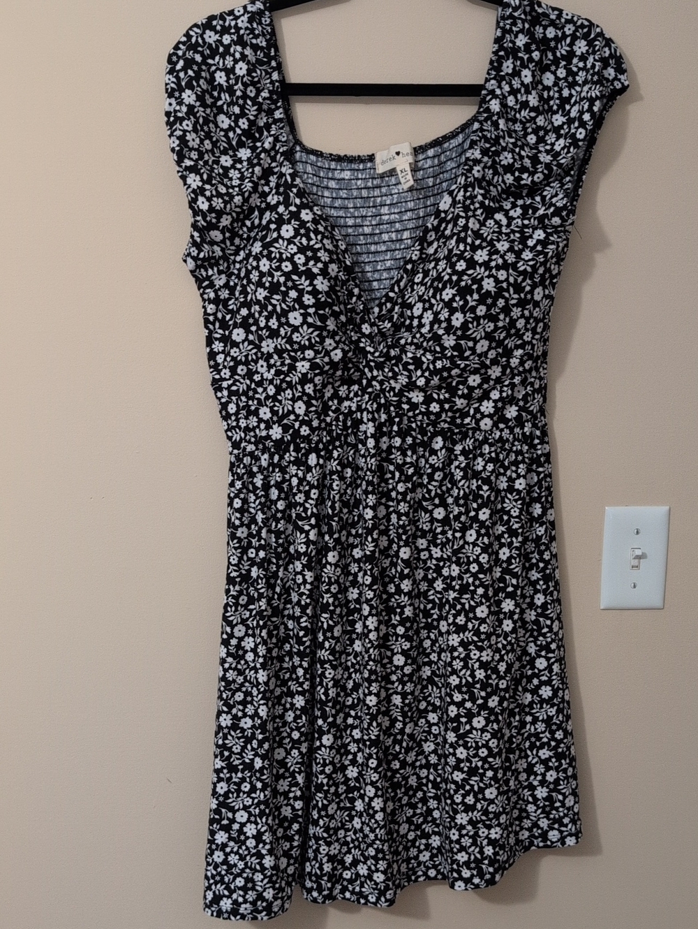 Derek Heart Black and White Smocked Dress